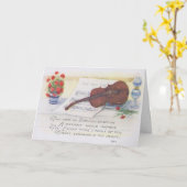 Antiquitätenkarte mit Violine und Musik Karte (Gelbe Blume)