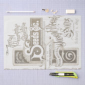Antiquitätenkatalog Typografie Decoupage Taupe Seidenpapier (Handwerk)