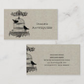 Antiquitätenladen Vintager Altkäfig Bird Brown Visitenkarte (Vorne/Hinten)