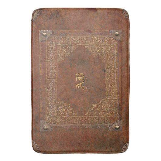 Antiquitätenleder-Look mit (oder ohne) Initialen Badematte (Vorderseite Vertikal)