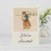 Antiquitätenmädchen Winterkind Einladung (Stehend Vorderseite)