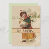 Antiquitätenmädchen Winterkind Feiertagskarte (Vorne/Hinten)
