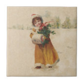 Antiquitätenmädchen Winterkind Fliese (Vorderseite)