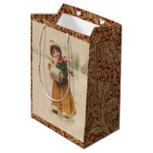 Antiquitätenmädchen Winterkind Mittlere Geschenktüte (Rückseite Schrägansicht)