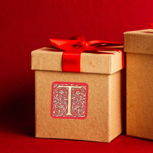 Antiquitätenmonogramm - Hauptstadt T Quadratischer Aufkleber