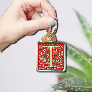 Antiquitätenmonogramm T Schlüsselanhänger