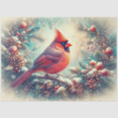 Antiquitätenmuseum Kardinal Snowy Forest Decoupage Seidenpapier (Vorderseite)