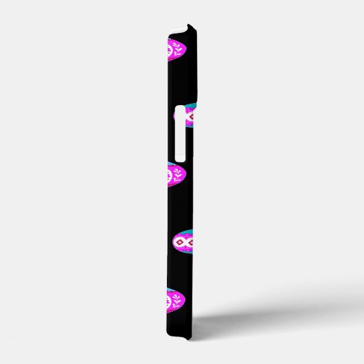 Antiquitätenmuster in Rosa, Aquamarin und Schwarz Case-Mate iPhone Hülle (Rückseite / Rechts)