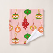 Antiquitätenmuster in Rot, Grün und Rosa Badhandtuch Set (Waschlappen)