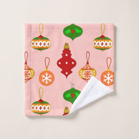 Antiquitätenmuster in Rot, Grün und Rosa Badhandtuch Set (Waschlappen)