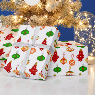 Antiquitätenmuster in Rot, Grün und Weiß Geschenkpapier