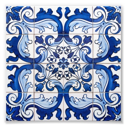 Antiquitätenmuster Portugiesisches Azulejo Fotodruck (Vorne)