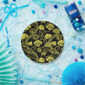 Antiquitätenmuster Schwarz und Gelb Pappteller (Party)