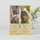 Antiquitätenpapier 3 Fotos - Einladung zur Hochzei (Stehend Vorderseite)