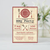 Antiquitätenpapier GRILLEN Party - 3x5 Einladung (Stehend Vorderseite)