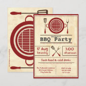 Antiquitätenpapier GRILLEN Party - 3x5 Einladung (Vorne/Hinten)