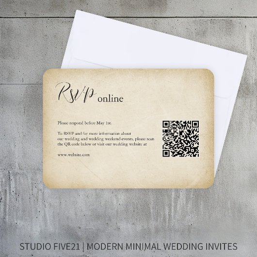 Antiquitätenpapier ・ Moderne Hochzeit RSVP Karte
