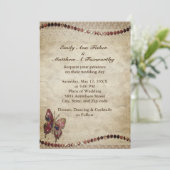 Antiquitätenpapier, Spitzen, Perlen & Butterfly-Ho Einladung (Stehend Vorderseite)