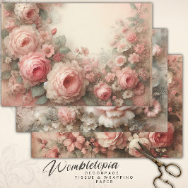 Antiquitätenpastellfarben Rosa Bouquets Decoupage Geschenkpapier Set
