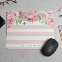 Antiquitätenpeony & Blush Pink Streifen Mousepad