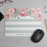 Antiquitätenpeony & Sage Strip Mousepad<br><div class="desc">Moderne,  blumengeschmückte Mousepad mit schick pastellfarbenen,  minzgrünen Streifen mit einem Blumenstrauß und Salbei,  die von oben blühen. Personalisieren Sie Ihre Daten mit einem Namen,  Monogramm oder einer Nachricht mithilfe des angegebenen Felds.</div>