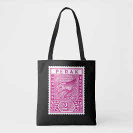 Antiquitätenpostage Briefmarke Perak Tiger in Rosa Tasche