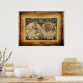 Antiquitätenposter der alten Weltkarte Poster (Küche)