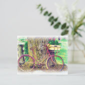Antiquitätenrad mit Blume Basket Postkarte (Stehend Vorderseite)