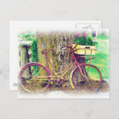 Antiquitätenrad mit Blume Basket Postkarte (Vorne/Hinten)