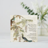 Antiquitätenschau Pfau Hochzeit Einladung (Stehend Vorderseite)