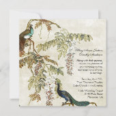 Antiquitätenschau Pfau Hochzeit Einladung (Vorderseite)