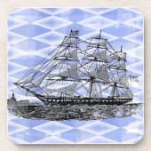 Antiquitätenschiff auf blau untersetzer (Vorderseite)