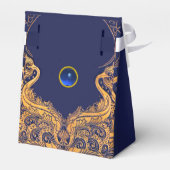 Antiquitätenschiff, Delphine, Gold, Blaue Hochzeit Geschenkschachtel (Rückseite)