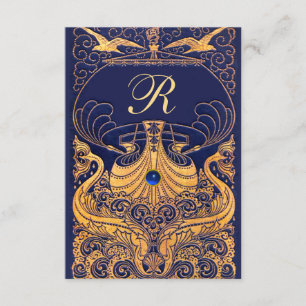 Antiquitätenschiff, Delphine, Gold, Navy Blue Begleitkarte