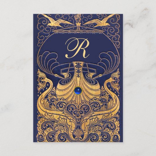 Antiquitätenschiff, Delphine, Gold, Navy Blue Begleitkarte (Vorderseite)