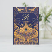 Antiquitätenschiff, Delphine, Gold, Navy Blue Begleitkarte (Stehend Vorderseite)