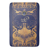 Antiquitätenschiff, Delphine, Gold, Navy Blue Mono Badematte (Vorderseite Vertikal)