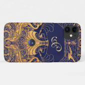 Antiquitätenschiff, Delphine, Gold, Navy Blue Mono Case-Mate iPhone Hülle (Rückseite (Horizontal))