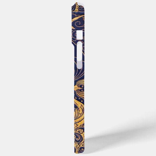 Antiquitätenschiff, Delphine, Gold, Navy Blue Mono Case-Mate iPhone Hülle (Rückseite / Links)