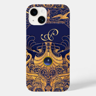Antiquitätenschiff, Delphine, Gold, Navy Blue Mono Case-Mate iPhone Hülle