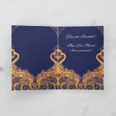 Antiquitätenschiff, Delphine, Gold, Navy Blue Mono Einladung (Innenseite)