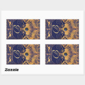 Antiquitätenschiff, Delphine, Gold, Navy Blue Mono Rechteckiger Aufkleber (Blatt)