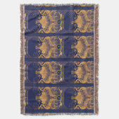 Antiquitätenschiff, Delphine, Gold, Navy Blue Naut Decke (Vorderseite Vertikal)