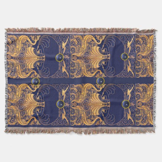 Antiquitätenschiff, Delphine, Gold, Navy Blue Naut Decke (Vorderseite)