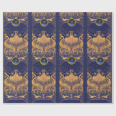 Antiquitätenschiff, Delphine, Gold, Navy Blue Naut Geschenkpapier (Flach)