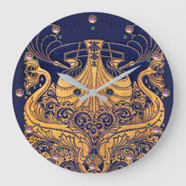 Antiquitätenschiff, Delphine, Gold, Navy Blue Naut Große Wanduhr