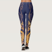 Antiquitätenschiff, Delphine, Gold, Navy Blue Naut Leggings (Rückseite)