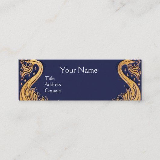 Antiquitätenschiff, Delphine, Gold, Navy Blue Naut Mini Visitenkarte (Vorderseite)