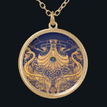 Antiquitätenschiff, Delphine, Gold, Navy Blue Naut Vergoldete Kette<br><div class="desc">Elegantes und Vintages nautisches Design mit einem hellen 3D-Edelstein,  leicht anpassbar mit eigenen Initialen und Text,  3D-Grafik und digitaler Grafik von Bulgan Lumini .</div>