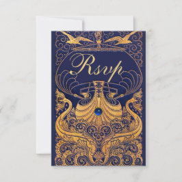 Antiquitätenschiff, Delphine, Gold, Navy Blue UAwg RSVP Karte
